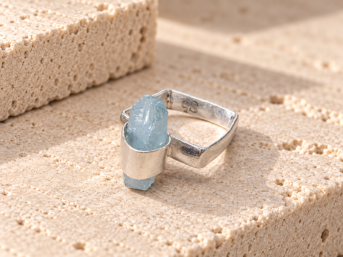Anello Acquamarina Grezza