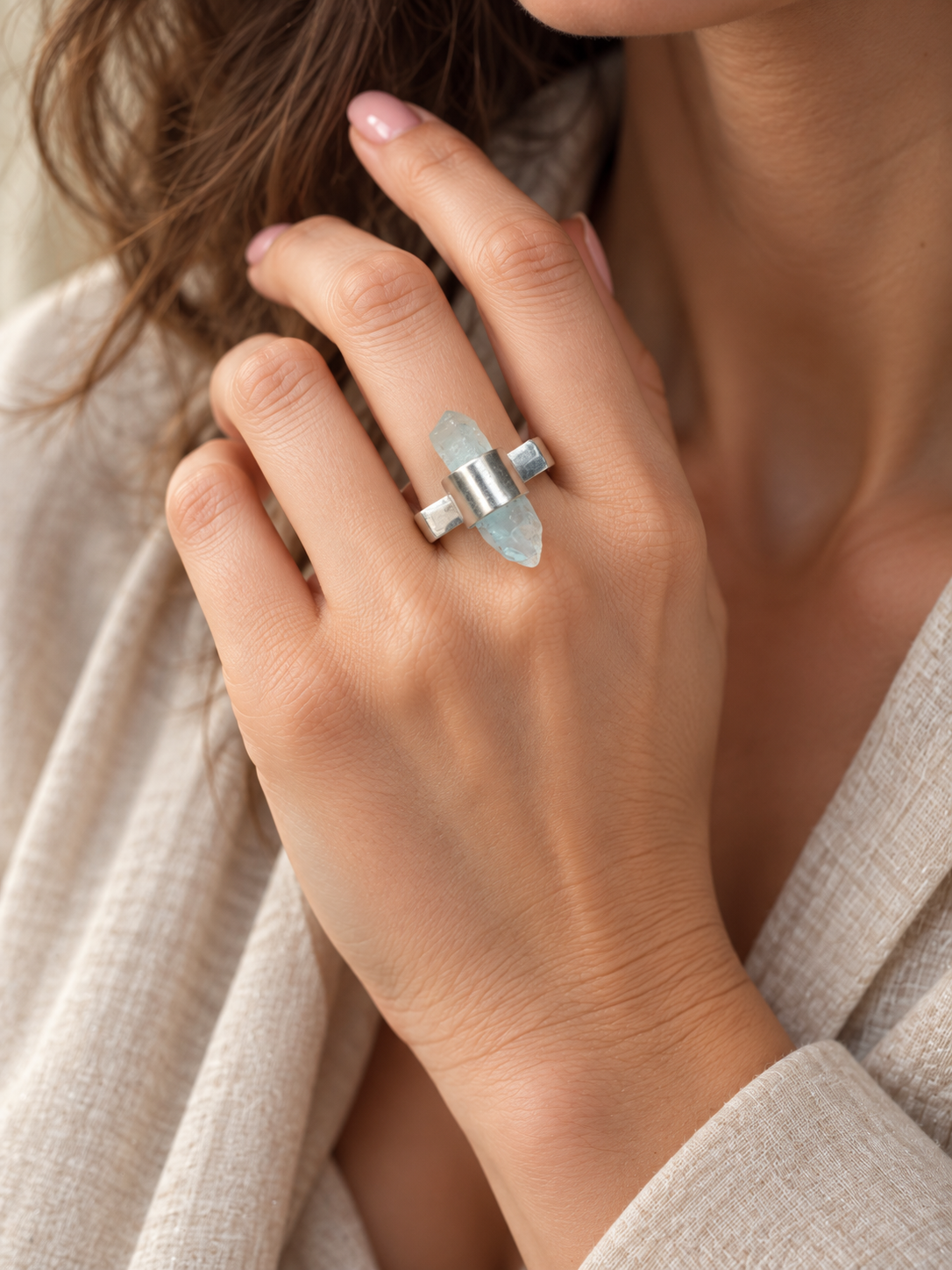 Anello Acquamarina Grezza