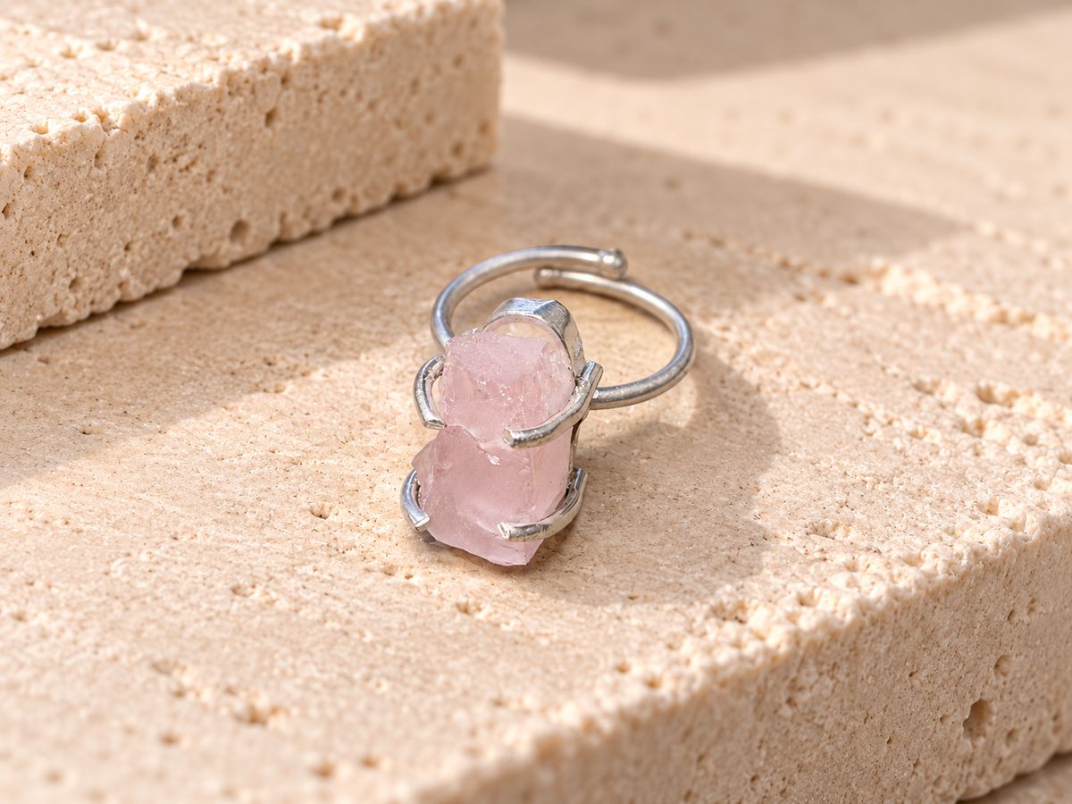 Anello Kunzite Rosa Grezza