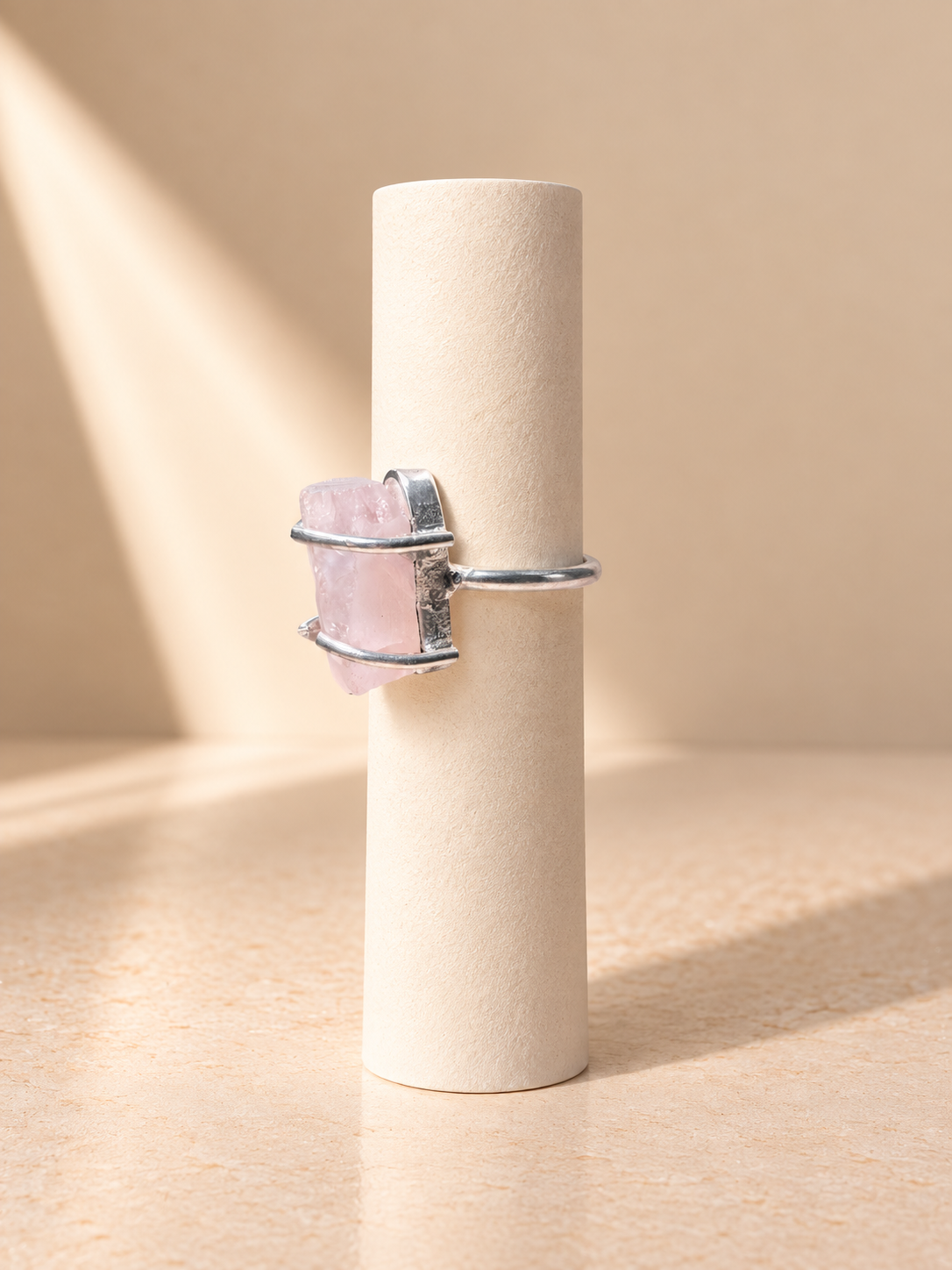 Anello Kunzite Rosa Grezza