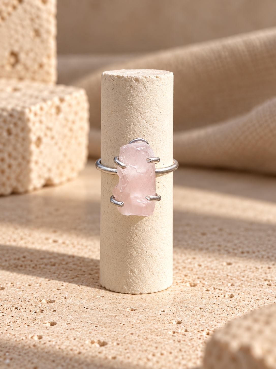 Anello Kunzite Rosa Grezza
