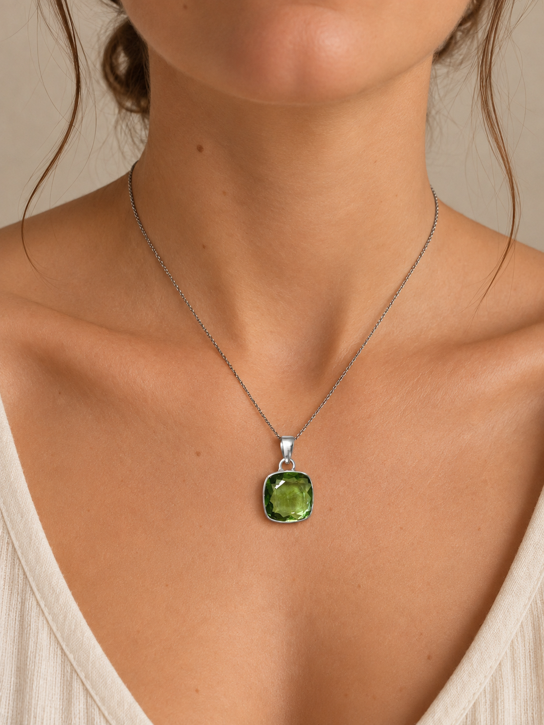 Collana Cushion Ametista Verde