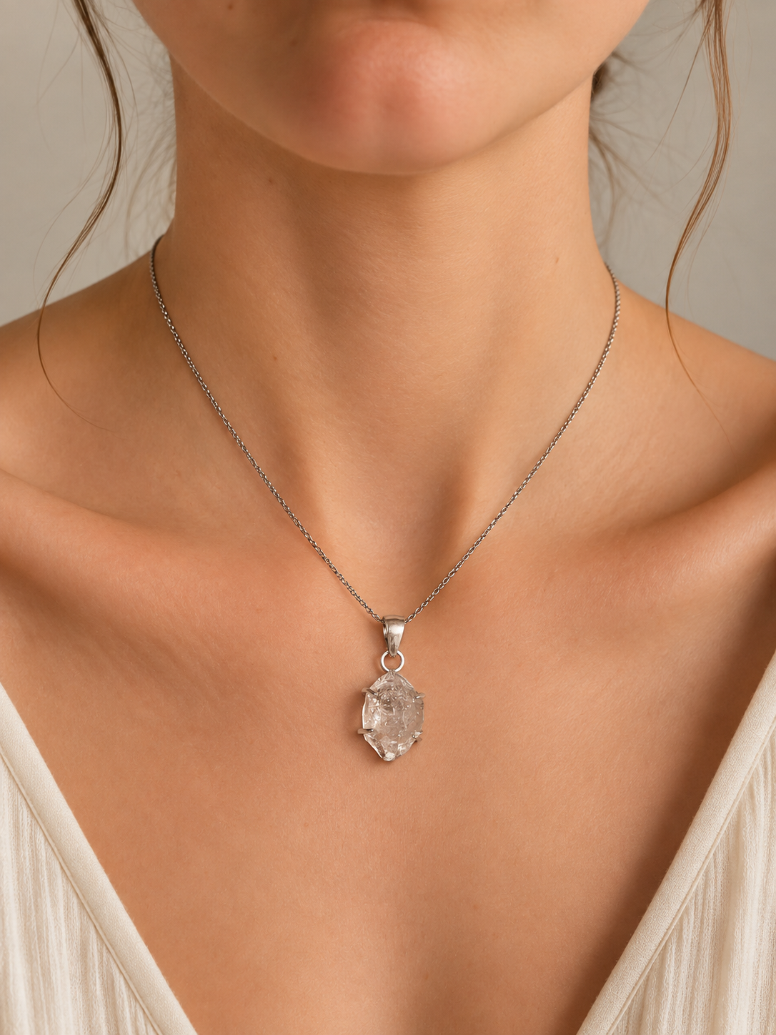 Collana Diamante Herkimer Grezzo