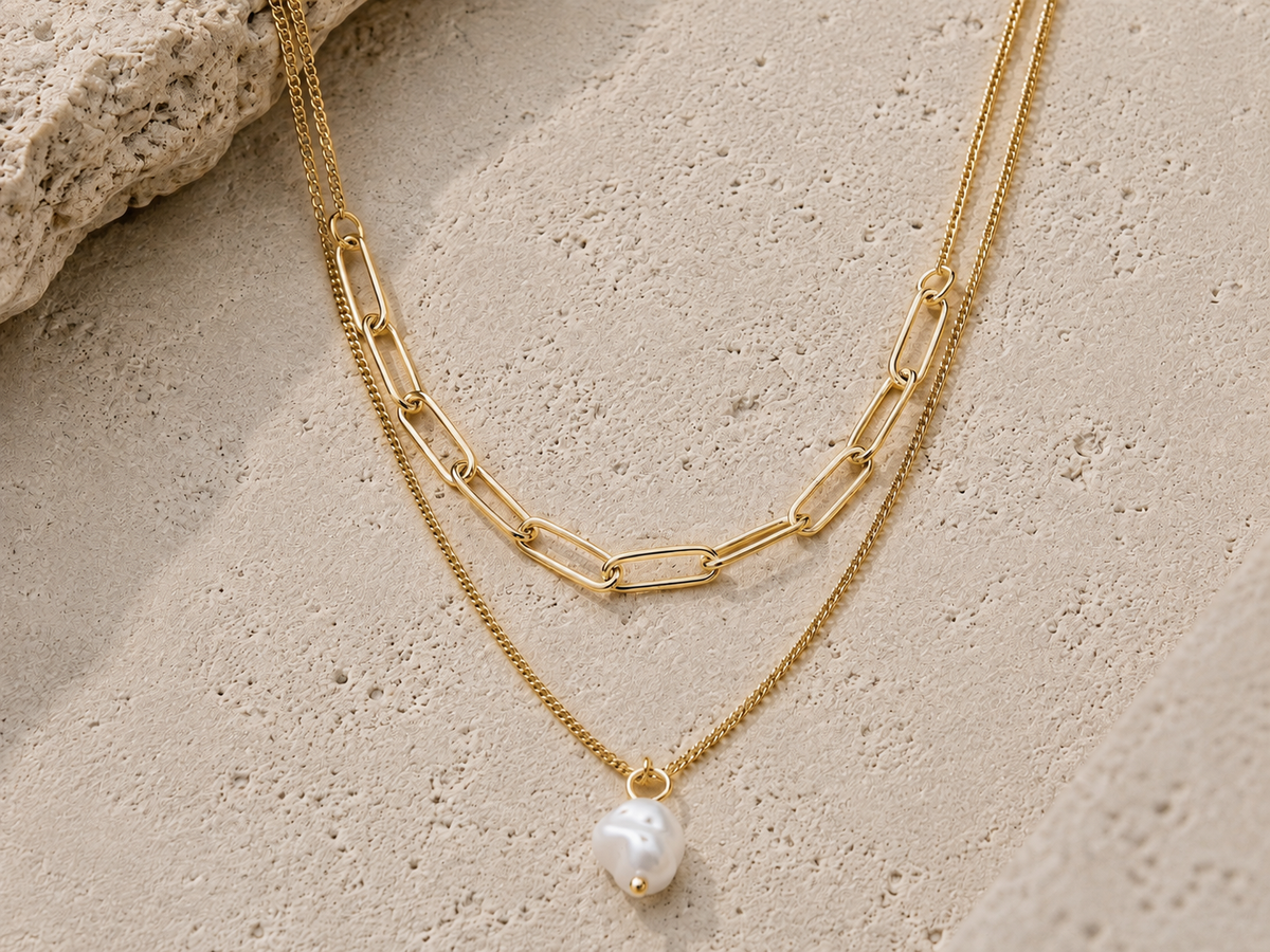 Collana Doppia con Perla Barocca