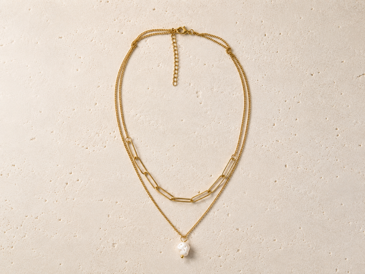 Collana Doppia con Perla Barocca