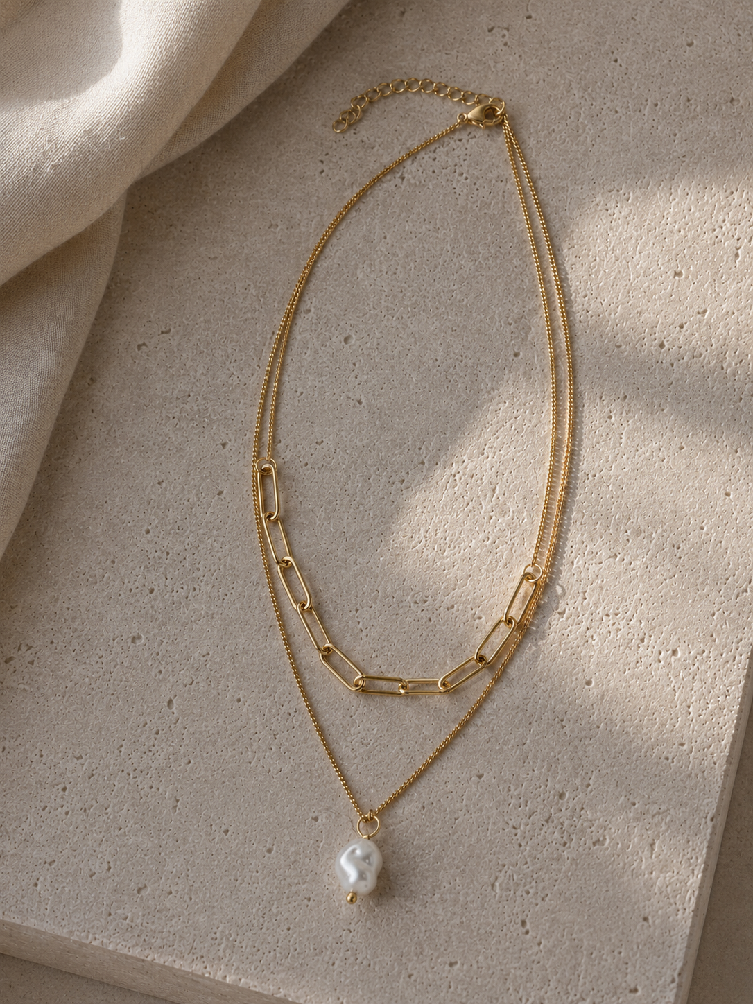 Collana Doppia con Perla Barocca