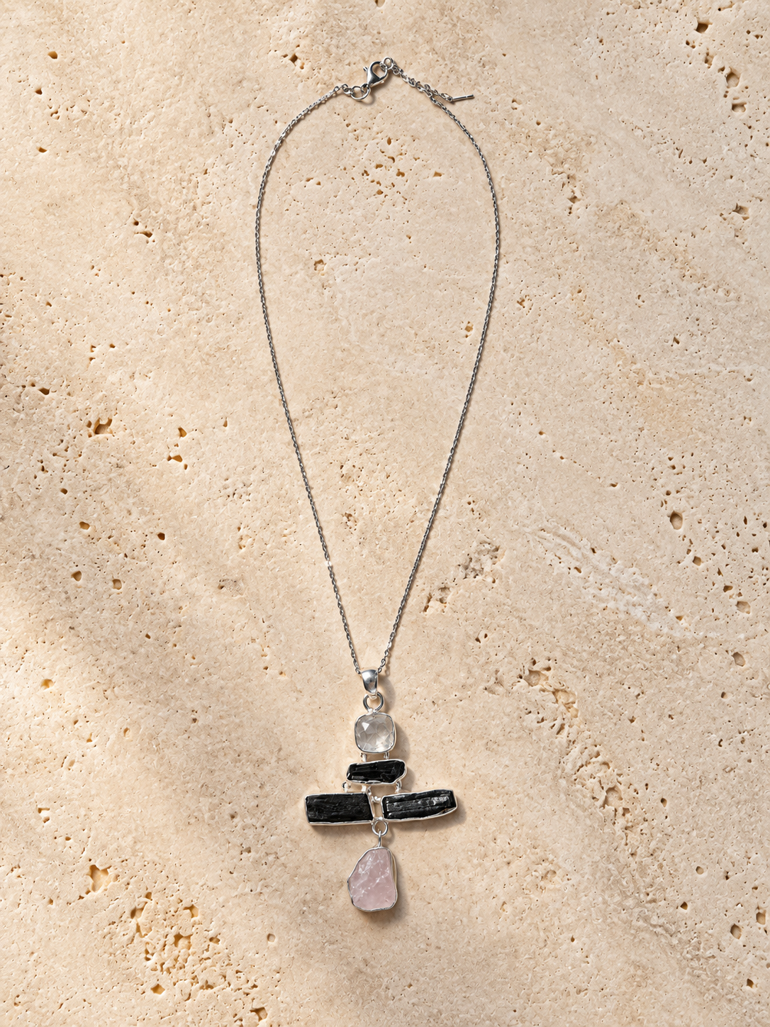 Collana Tormalina Nera e Kunzite