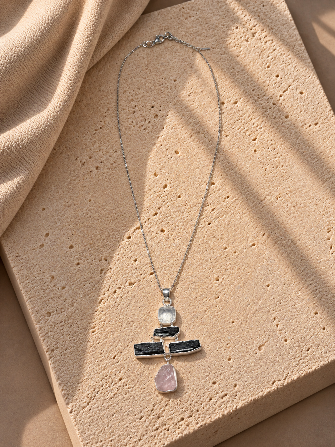 Collana Tormalina Nera e Kunzite