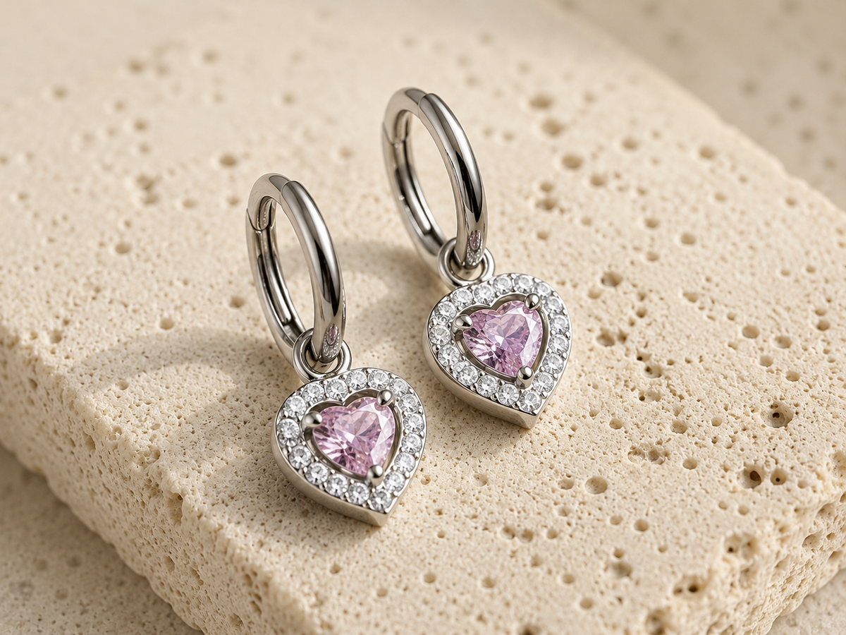 Orecchini Cuore Rosa